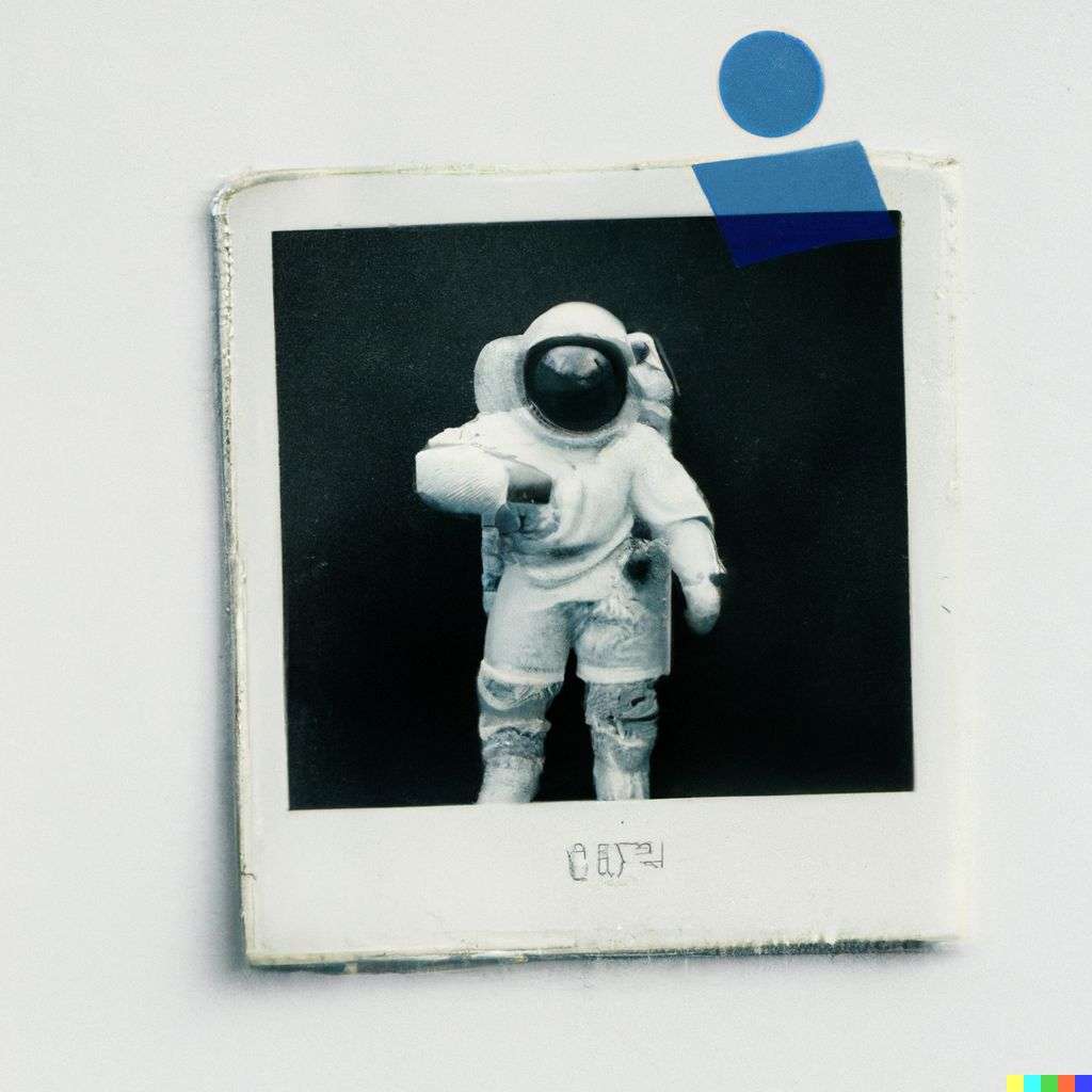 an astronaut, photograph, Polaroid